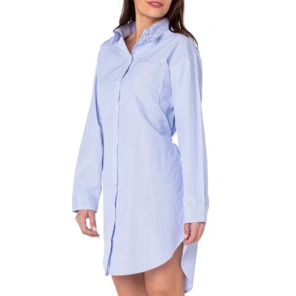 Women's Phoebe Pinstriped Tie Back Button Down Dress Shirt by Earnest Sewn - Picture 1 of 12